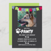 犬または子犬の誕生日パーティーの写真の招待 招待状 (正面/裏面)