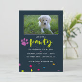 犬または子犬の誕生日フォトカンフェッティ招待状 招待状 (スタンド正面)