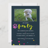 犬または子犬の誕生日写真の紙吹雪招待状 招待状 (正面)