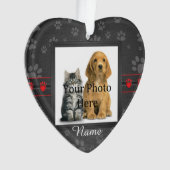 犬または猫のカスタム、灰色の足跡追悼 オーナメント (正面)