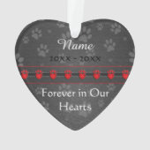 犬または猫のカスタム、灰色の足跡追悼 オーナメント (裏面)