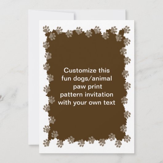 犬または猫の動物の手の印刷エッジ 招待状 (正面)