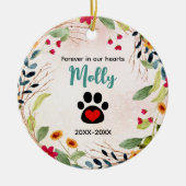 犬または猫の追悼手のカラフルリース セラミックオーナメント (正面)