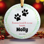 犬または猫の追悼用爪の緑の花輪 セラミックオーナメント