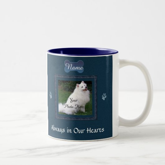 犬または猫の青い記念の記念品 ツートーンマグカップ (右)