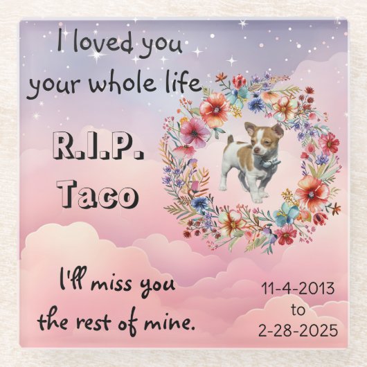 犬または猫ペット悔やみや弔慰メモリアルガラスコースター ガラスコースター (正面)