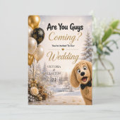 犬も来るの？楽しい冬の結婚式 招待状 (スタンド正面)
