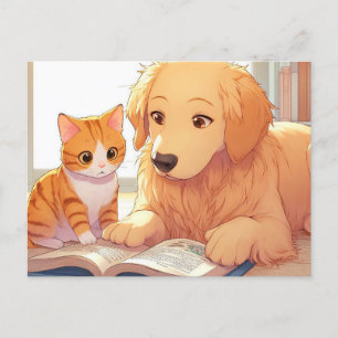犬も猫読も本だ ポストカード