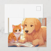 犬も猫読も本だ ポストカード (正面/裏面)