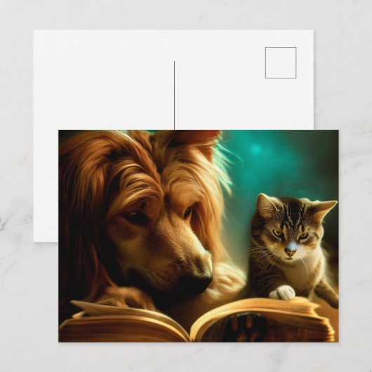 犬も猫読も本だ ポストカード (正面/裏面)