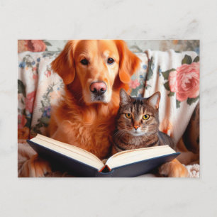 犬も猫読も本だ ポストカード