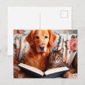 犬も猫読も本だ ポストカード (正面/裏面)