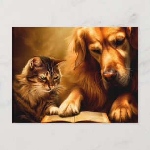 犬も猫読も本だ ポストカード