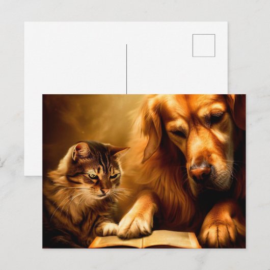 犬も猫読も本だ ポストカード (正面/裏面)