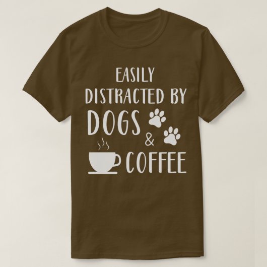 犬やコーヒーおもしろい犬Cooに気を取られる Tシャツ (デザイン正面)