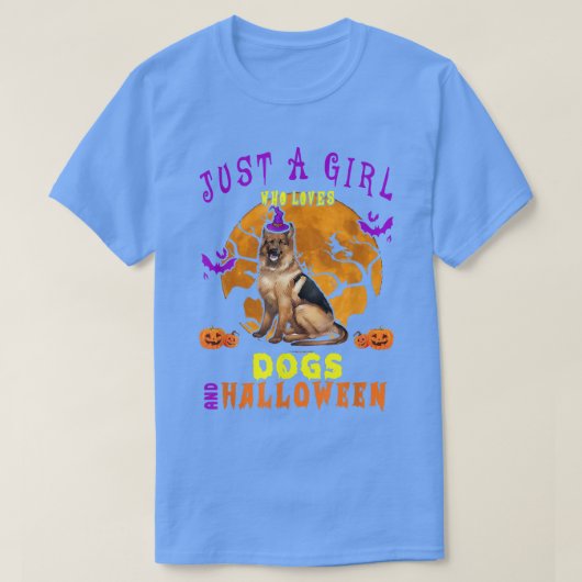 犬やハロウィーンのオーナーパムが大好きな女の子 Tシャツ (デザイン正面)