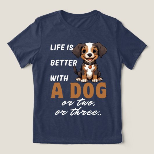 犬や二人三匹は命が惜しい トライブレンドTシャツ (デザイン正面)