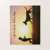 犬や子や太陽の光で人生は良い ジグソーパズル (縦)