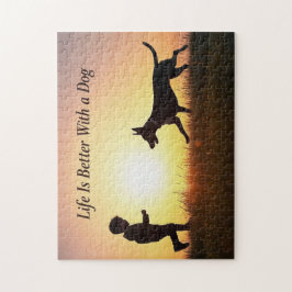 犬や子や太陽の光で人生は良い ジグソーパズル