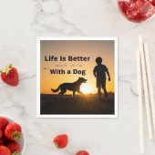 犬や少年、夕日の方が人生に勝つ スタンダードカクテルナプキン (インサイチュ)