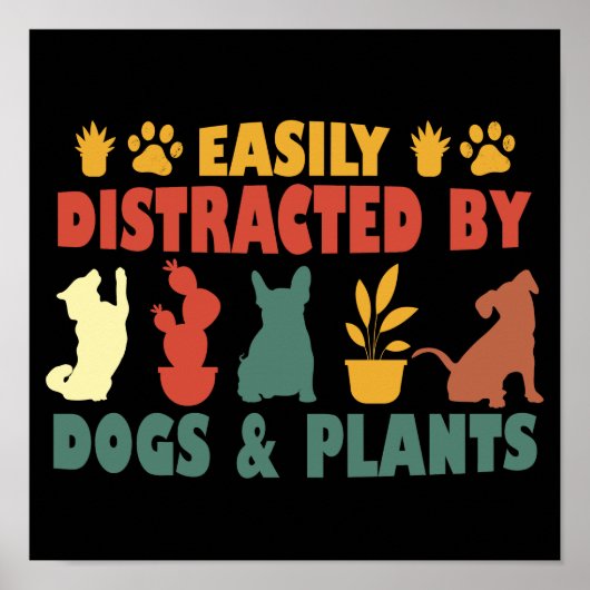 犬や植物に気を取られる ポスター (正面)