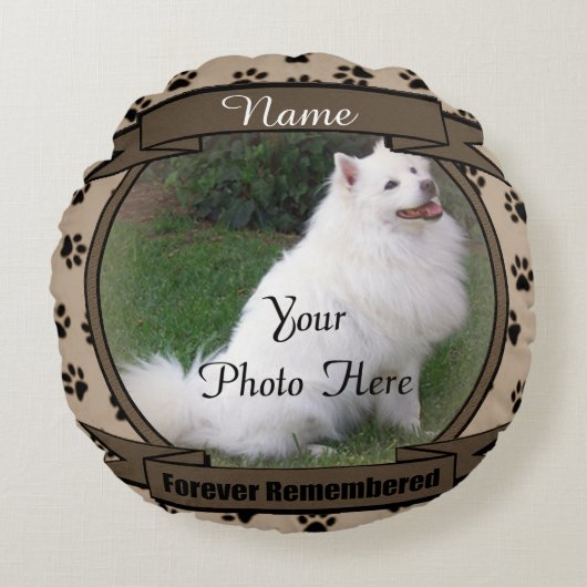 犬や猫がペットの記念碑をずっと思い出す ラウンドクッション (正面)