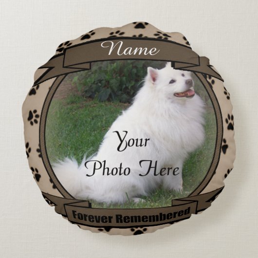犬や猫がペットの記念碑をずっと思い出す ラウンドクッション (裏面)