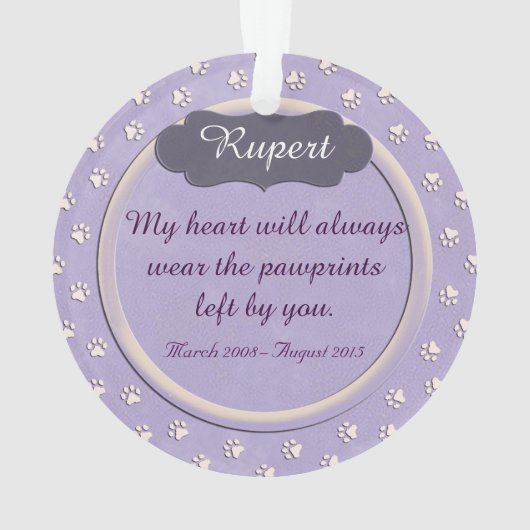 犬や猫のトリビュート写真を手でプリント オーナメント (裏面)