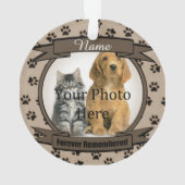 犬や猫のブラウン記念碑をずっと思い出す オーナメント (裏面)