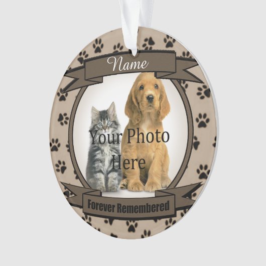 犬や猫のブラウン記念碑をずっと思い出す オーナメント (正面)