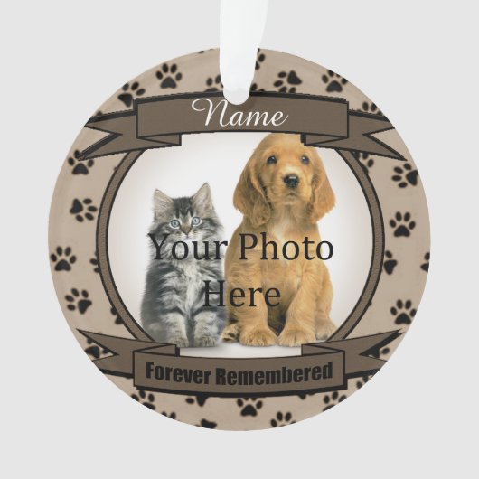 犬や猫のブラウン記念碑をずっと思い出す オーナメント (正面)