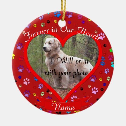 犬や猫のペットの記念クリスマス セラミックオーナメント (正面)