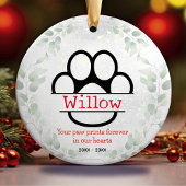 犬や猫のペットの記念歩道の緑のリース セラミックオーナメント