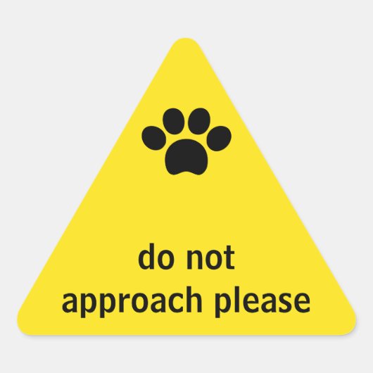 犬や猫は黄色に近づくな 三角形シール (正面)