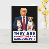 犬や猫やペットを食べているなんて滑稽 カード (黄色い花)