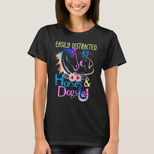 犬や馬に容易に気を取られる Tシャツ (正面)