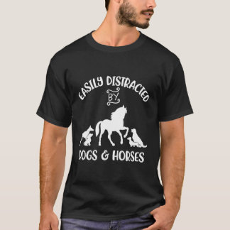 犬や馬に容易に気を取られる Tシャツ