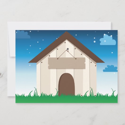 犬よくはしゃぐか子犬の誕生日パーティーの招待 招待状 (裏面)