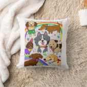 犬よくはしゃぐ子犬 クッション (ブランケット)