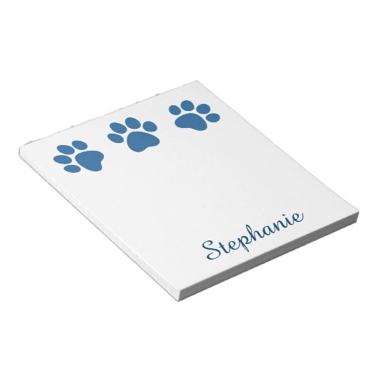 犬よくはしゃぐ恋人BLUE 02用の犬の足のプリント ノートパッド (アングル)