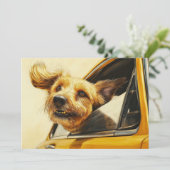 犬よくはしゃぐ楽カーライドアートプリント カード (スタンド正面)