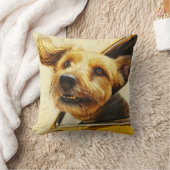 犬よくはしゃぐ楽カーライドアートプリント クッション (ブランケット)