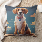 犬よくはしゃぐ漫画デザイン クッション (ブランケット)