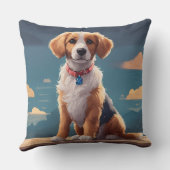 犬よくはしゃぐ漫画デザイン クッション (裏面)