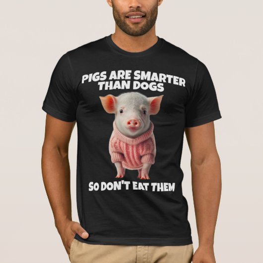 犬よりも頭が切れる豚のビーガンTシャツ Tシャツ (正面)