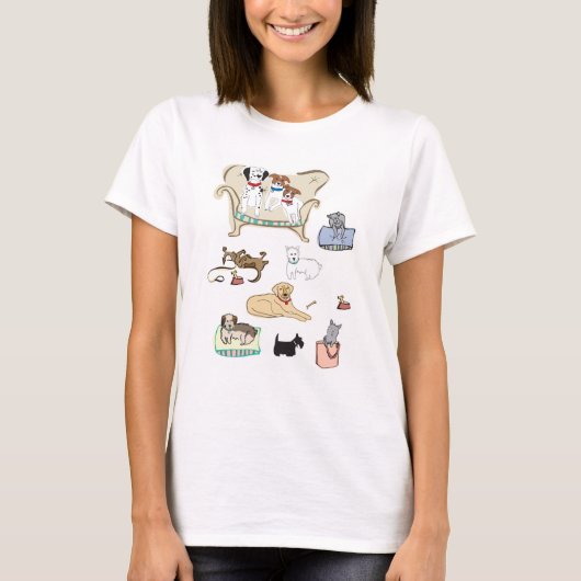 犬をかぶった女性のTシャツ Tシャツ (正面)