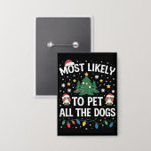 犬をたくさん撫でるクリスマス・ファミリー 缶バッジ (正面/裏面)