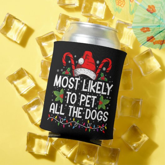 犬をたくさん撫でる可能性大！面白いクリスマスデザイン 缶クーラー (インサイチュ 夏)