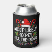 犬をたくさん撫でる可能性大！面白いクリスマスデザイン 缶クーラー (缶正面)