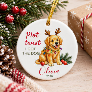 犬をゲットしたよ 面白い オリジナルクリスマス 離婚 セラミックオーナメント